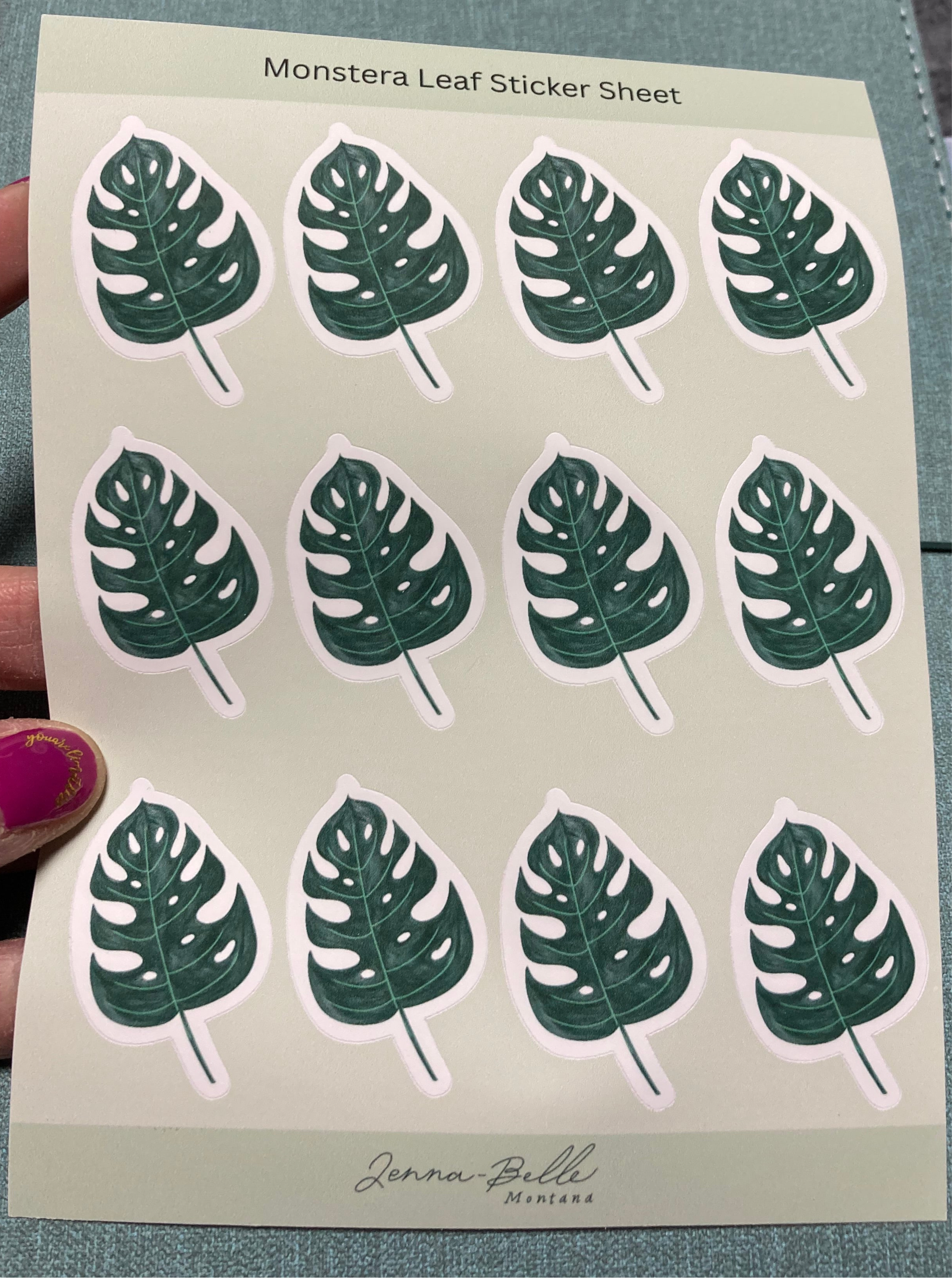 Handmade Vinyl Monstera Leaf Sticker Sheet