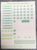 Handmade Vinyl Planner Sticker Sheet: Sage Pallette